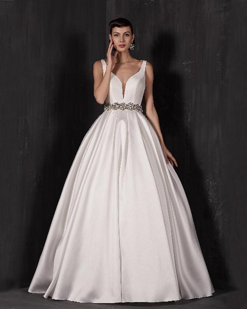 16127 satin backless wedding dress with straps and beaded details1